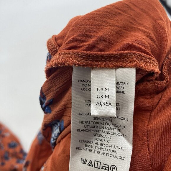 Free People Final Rose Chiffon Long Sleeve Blouse Crop Rust Size M - Picture 11 of 13